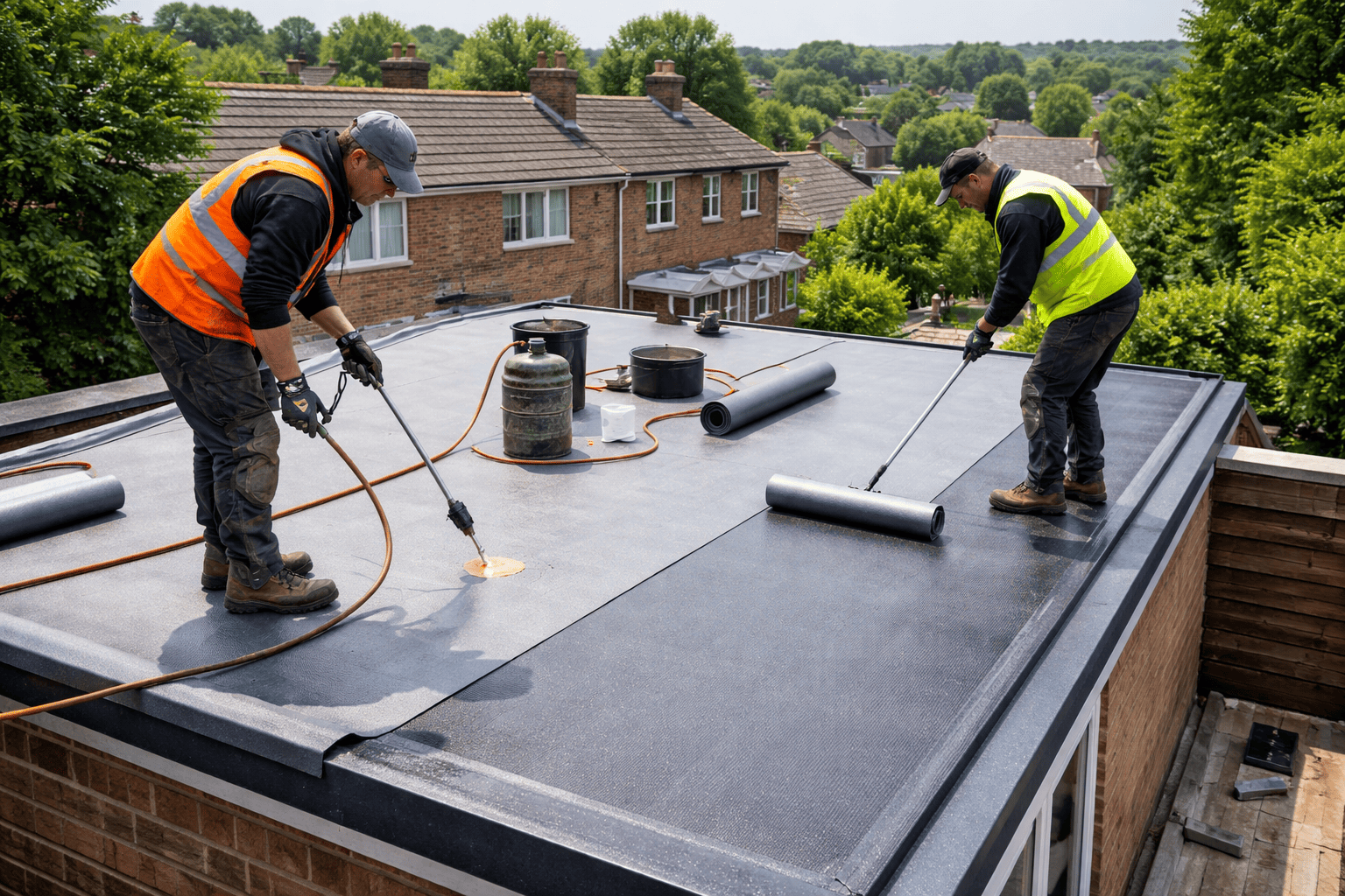 Flat roofing installation